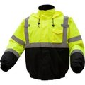Gss Safety GSS Safety Hi-Visibility Class 3 Waterproof Quilt-Lined Bomber Jacket, Lime/Black, XL 8001-XL